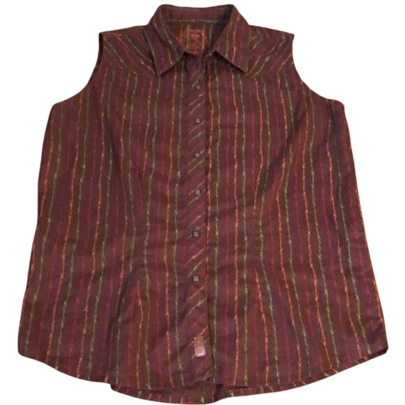 Twenty X Tailored fit Western Sleeveless Blouse Woman Size Large Westerncore - Picture 4 of 6